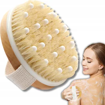 kartáč na vlasy Bambusový kartáč s kančími štětinami a masážními kuličkami pro suchou masáž proti celulitidě