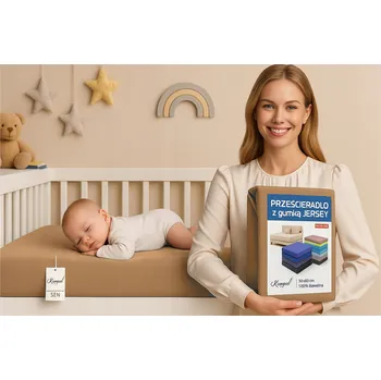 Prostěradlo JERSEY PROSTĚRADLO UZÁVĚREM 100X200 100% BAVLNA POLSKÉ CAPPUCCINO