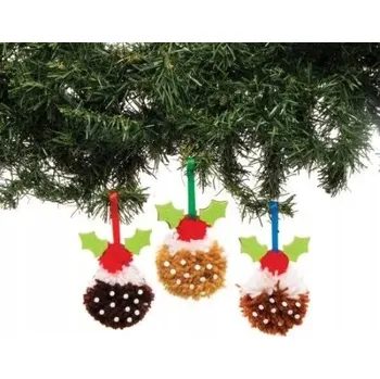 kreativní sada Vánoční dekorace pudink - bambulka (3ks)