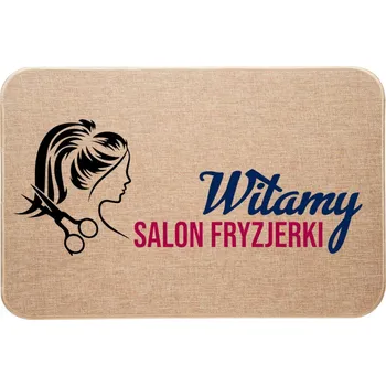 Rohožka Lněná rohožka před dveře s potiskem Kadeřnictví Vítáme