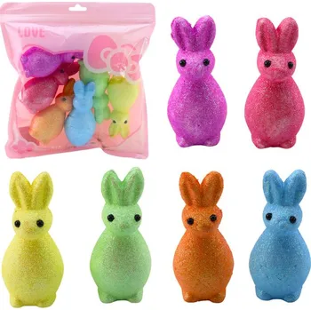 Velikonoční dekorace Polystyrenoví velikonoční zajíčci Brokátoví Ozdobní Barevní 6ks