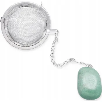 Konvice na čaj Sítko Na Louhování Čaje na čaj se zeleným přírodním kamenem Aventurín Kulička