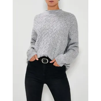 Dámský svetr Sinsay - Dámský svetr s copánkovým vzorem - šedá - 812HK-09M - 812HK-09M-L