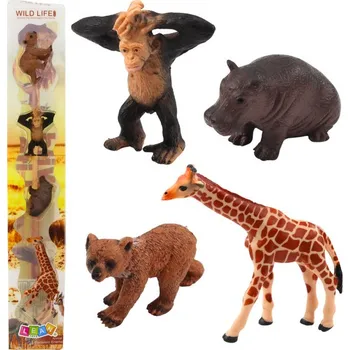 Sada Mini Figurky Divoká Zvířata Šimpanz Žirafa 6-9cm 4ks