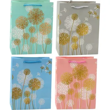 Dárková taška Dárková taška Pampelišky Zlaté prvky 23 x 18 x 10,5 cm