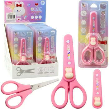 Školní nůžky s ozdobným krytem Bílý zajíček 14 cm