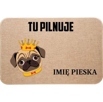 Rohožka LNIANÁ VSTUPNÍ ROHOŽKA TADY HLÍDÁM + JMÉNO MOPSA