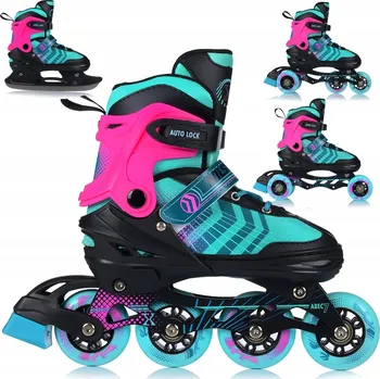 Kolečkové brusle BRUSLE 2V1 PRO DĚTI NASTAVITELNÉ 4v1 KOLEČKOVÉ BRUSLE KAUČUKOVÁ KOLEČKA KOLEČKOVÉ BRUSLE BRUSLE NA LED