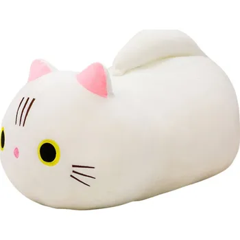 Hračka pro kočku Plyšová Hračka Mazlíček Kočka S Dlouhým Ocasem Bílá 40cm