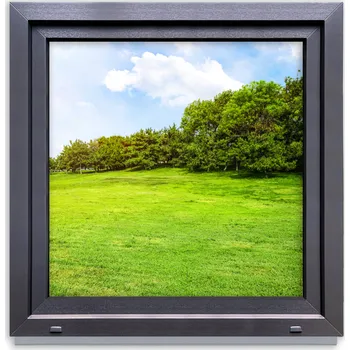 Okno PVC okno antracit 100x100 pravé, 1000x1000 mm otevíravě-sklopné dvojsklo