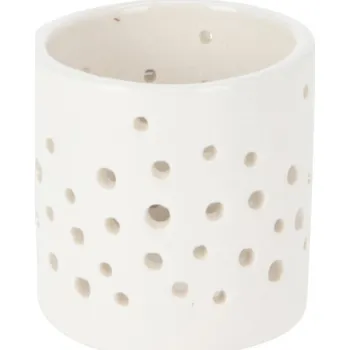 Svícen Euro Habitat Porcelánový svícen na čajovou svíčku 6 cm - bílý, motiv koleček