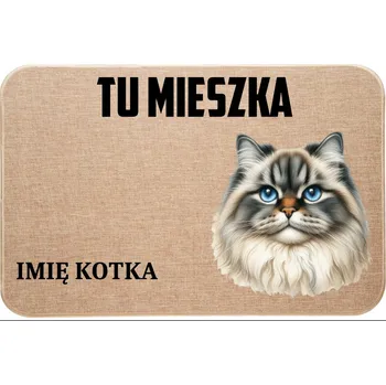 Rohožka LNIANÁ VSTUPNÍ ROHOŽKA TADY BYDLÍ + JMÉNO KOČKY