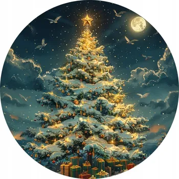 Keramické podložky pod hrnek x4 Krásný vánoční strom v noci
