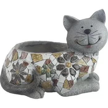 Zahradní dekorace Květináč na zahradu Kočka 33 cm (Dekorace zahradní)