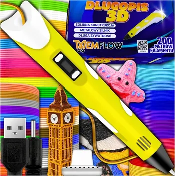 Propiska se sadou 200 m PLA náplní, žluté