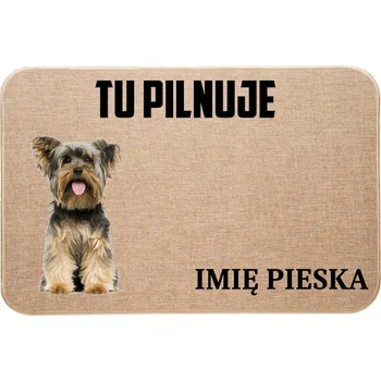 Rohožka LNIANÁ VSTUPNÍ ROHOŽKA TADY HLÍDÁM + JMÉNO YORKSHIRE TERIÉRA