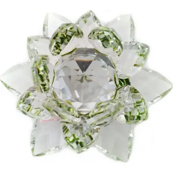 Křišťálový Květ Lotos otočný / Sklo zelená