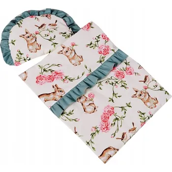 Doplněk pro panenku POVLEČENÍ DO KOČÁRKU PRO PANENKY BAVLNA PEŘINKA POLŠTÁŘEK VOLÁNKY DO POSTÝLKY