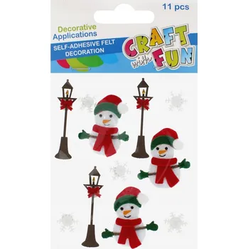 Vánoční dekorace Dekorativní plstěné samolepicí ozdoby 11 ks Vánoční sněhuláci
