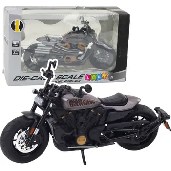 Hračka Motocykl Chopper Kovový Světla Zvuky Černá Šedé Prvky 1:12