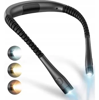 Lampička LED LAMPičKA NA KRK PRO ČTENÍ KNIH NOČNÍ - 3 BARVY SVĚTLA + 5 ÚROVNÍ JASU