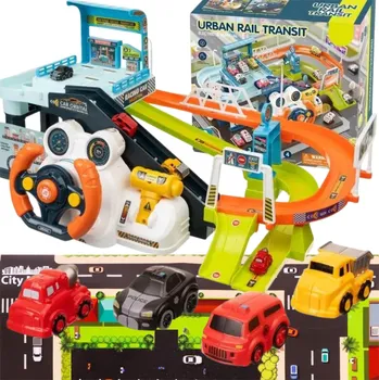 autodráha Parkovací garáž pro autíčka hračka autodráha volant světla a zvuky