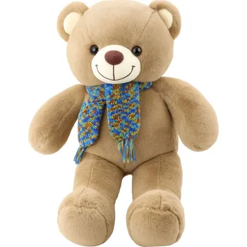 plyšák Plyšová Hračka Mazlíček Medvěd Barevná Šála Vlněná Hnědá 55cm