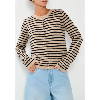 Dámský svetr Sinsay - Pruhovaný svetr na knoflíky - béžová - 897HK-08P - 897HK-08P-L