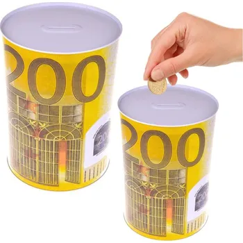 Pokladnička Kovová pokladnička plechovka Bankovka 200 Euro 16,5 x 12 cm