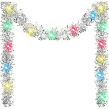 Vánoční dekorace Vánoční LED girlanda 5 m Lesklá světelná dekorace na 3x AA baterie Svítící vánoční řetěz pro stromek interiér i exteriér stříbrná