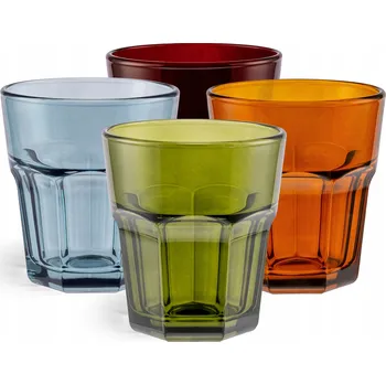 Sklenice Sklenice na nápoje vodu DŽUSY, RETRO SMĚS 4x230ml POLSKÉ SKLO Alva Glasset