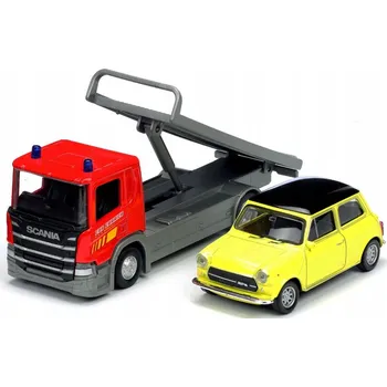 autíčko Autopřepravník Scania P320 s Mini Cooper 1300, měřítko 1:64 a 1:43