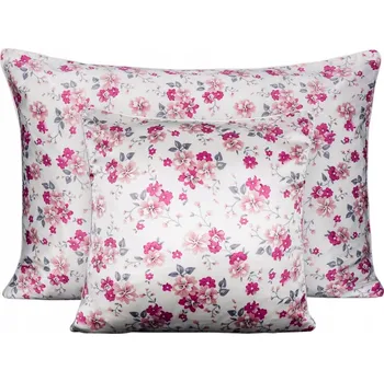 Polštář 100% hedvábný povlak na polštář 50x70 na polštář, Polštář Povlečení květiny, růžový