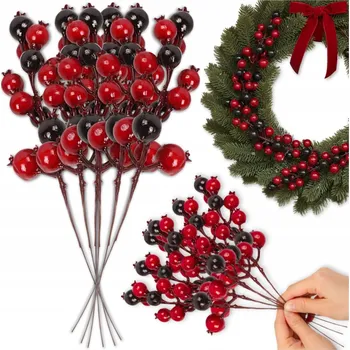 Vánoční ozdoba 6X ČERVENÉ JEŘABINA Z JASANOVÝCH PLODŮ, HLOH KOULE NA ARANŽOVÁNÍ VÁNOČNÍ STROMEČEK