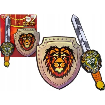 Dětská zbraň RYTÍŘSKÁ SADA Z EVA PĚNY MEČ A ŠTÍT LEV BEZPEČNÁ ZBRAŇ 2 KS