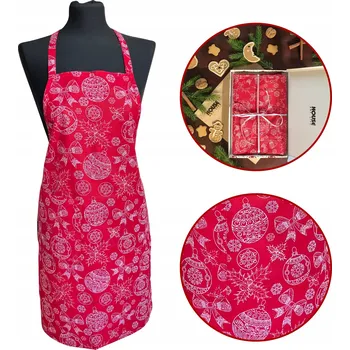 Kuchyňská zástěra Bavlněná kuchyňská zástěra s kapsou, Polský Výrobce, Vánoční motiv