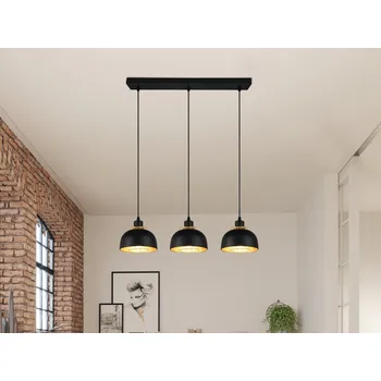 Závěsné stropní osvětlení Punch, černo-zlatá, 3 svítidla