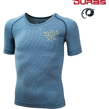 Dívčí tričko DURAS PEPEK / Dětské tričko ze 100% merinové vlny - světle modrý proužek 130