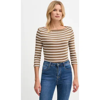 Pánské tričko Bavlněné tričko s dlouhým rukávem Tommy Hilfiger WW0WW40589. hnědá 84X, vel. XXL