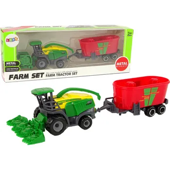 Hračka Kombajn s přívěsem Zemědělský stroj Zelený Červený