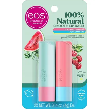 Péče o rty Balzám na rty Eos 100% přírodní s příchutí melounu a maliny s marakujou