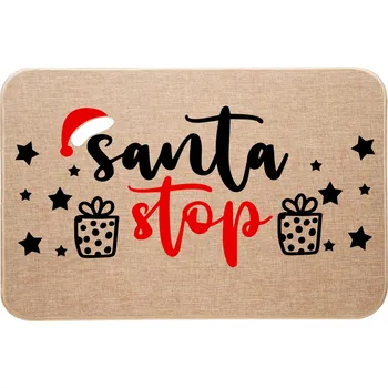Rohožka Vánoční rohožka ke dveřím z lnu SANTA STOP - Mikuláši, stůj!
