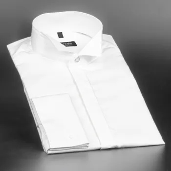 Pánská košile Fraková pánská košile na manžetové knoflíčky ANREDE Šohaj Strážnice, bílá 7078 ES, dlouhý rukáv, slim fit, vel. 41