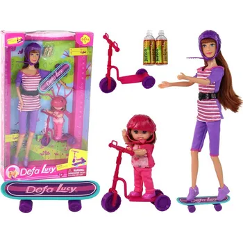 Koloběžka Sada panenek Lucy Fialová Koloběžka Skateboard Helmy