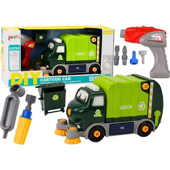 Hračka Popelářské auto Kreslené Kroucení Pohyblivé DIY Zelené