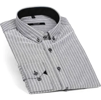 Pánská košile Luxusní pánská košile ANREDE Šohaj Strážnice, šedá - silný proužek 5847 S, dlouhý rukáv, comfort fit, vel. 51/52