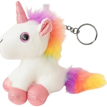 Plyšový Jednorožec Klíčenka Kovový Kroužek Bílý 12cm