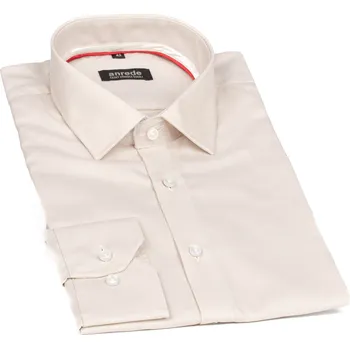 Pánská košile Luxusní pánská košile ANREDE Šohaj Strážnice, béžová režná 6914 ES, dlouhý rukáv, slim fit, vel. 43