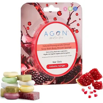 Mýdlo AGON 125G SHOWER SPONGE Granátové jablko mýdlo ponořené do houbičky Granátové jablko dárek