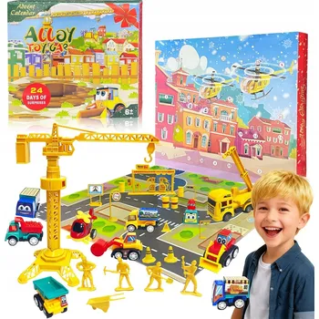 Kalendář Adventní kalendář 2025: 24 dní odpočítávání - Stavební vozidla